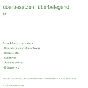Wie schreibt man überbesetzen | überbelegend? Bedeutung, Synonym, Antonym & Zitate.