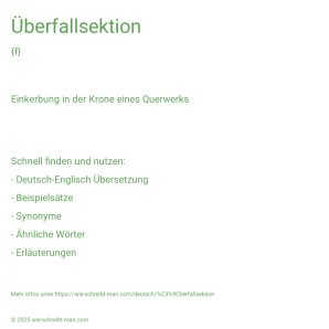 Wie schreibt man Überfallsektion? Bedeutung, Synonym, Antonym & Zitate.