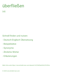 Wie schreibt man überfließen? Bedeutung, Synonym, Antonym & Zitate.