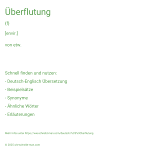 Wie schreibt man Überflutung? Bedeutung, Synonym, Antonym & Zitate.