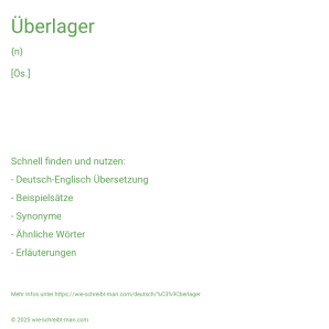 Wie schreibt man Überlager? Bedeutung, Synonym, Antonym & Zitate.