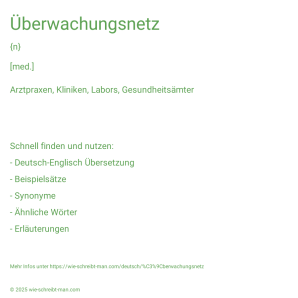 Wie schreibt man Überwachungsnetz? Bedeutung, Synonym, Antonym & Zitate.