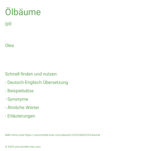 Wie schreibt man Ölbäume? Bedeutung, Synonym, Antonym & Zitate.