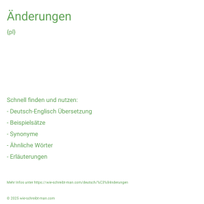 Wie schreibt man Änderungen? Bedeutung, Synonym, Antonym & Zitate.