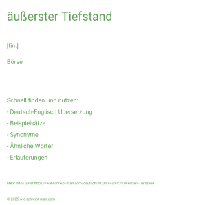 Wie schreibt man äußerster Tiefstand? Bedeutung, Synonym, Antonym & Zitate.