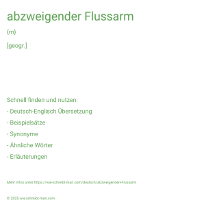 Wie schreibt man abzweigender Flussarm? Bedeutung, Synonym, Antonym & Zitate.