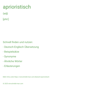 Wie schreibt man aprioristisch? Bedeutung, Synonym, Antonym & Zitate.