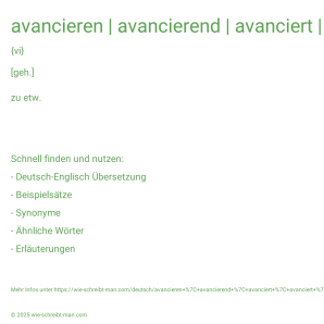 Wie schreibt man avancieren | avancierend | avanciert | avanciert | avancierte | zum Medien-Star avancieren? Bedeutung, Synonym, Antonym & Zitate.