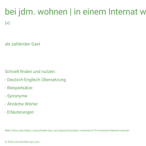 Wie schreibt man bei jdm. wohnen | in einem Internat wohnen? Bedeutung, Synonym, Antonym & Zitate.