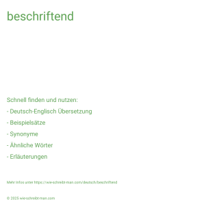 Wie schreibt man beschriftend? Bedeutung, Synonym, Antonym & Zitate.
