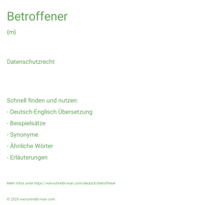 Wie schreibt man Betroffener? Bedeutung, Synonym, Antonym & Zitate.