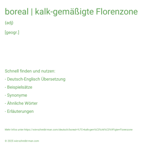 Wie schreibt man boreal | kalk-gemäßigte Florenzone? Bedeutung, Synonym, Antonym & Zitate.