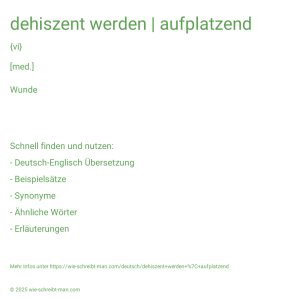 Wie schreibt man dehiszent werden | aufplatzend? Bedeutung, Synonym, Antonym & Zitate.