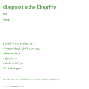 Wie schreibt man diagnostische Eingriffe? Bedeutung, Synonym, Antonym & Zitate.