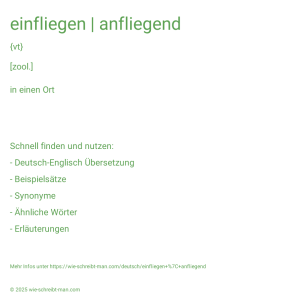 Wie schreibt man einfliegen | anfliegend? Bedeutung, Synonym, Antonym & Zitate.