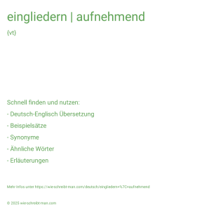 Wie schreibt man eingliedern | aufnehmend? Bedeutung, Synonym, Antonym & Zitate.