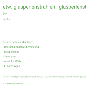 Wie schreibt man etw. glasperlenstrahlen | glasperlenstrahlend | glasperlengestrahlt? Bedeutung, Synonym, Antonym & Zitate.