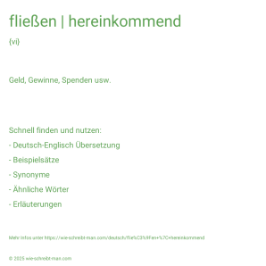 Wie schreibt man fließen | hereinkommend? Bedeutung, Synonym, Antonym & Zitate.