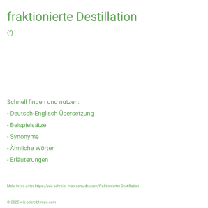 Wie schreibt man fraktionierte Destillation? Bedeutung, Synonym, Antonym & Zitate.