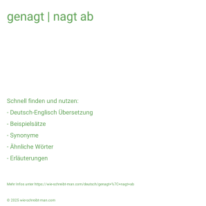 Wie schreibt man genagt | nagt ab? Bedeutung, Synonym, Antonym & Zitate.