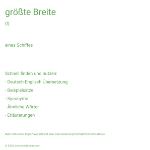 Wie schreibt man größte Breite? Bedeutung, Synonym, Antonym & Zitate.