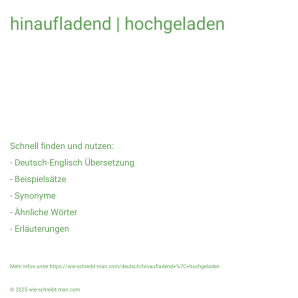 Wie schreibt man hinaufladend | hochgeladen? Bedeutung, Synonym, Antonym & Zitate.