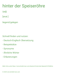Wie schreibt man hinter der Speiseröhre? Bedeutung, Synonym, Antonym & Zitate.