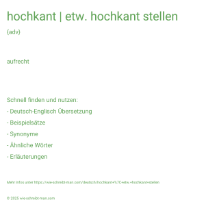 Wie schreibt man hochkant | etw. hochkant stellen? Bedeutung, Synonym, Antonym & Zitate.
