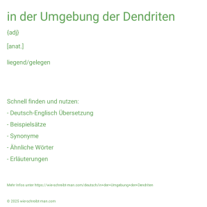 Wie schreibt man in der Umgebung der Dendriten? Bedeutung, Synonym, Antonym & Zitate.