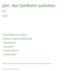 Wie schreibt man jdm. den Geldhahn zudrehen? Bedeutung, Synonym, Antonym & Zitate.