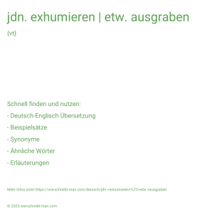 Wie schreibt man jdn. exhumieren | etw. ausgraben? Bedeutung, Synonym, Antonym & Zitate.