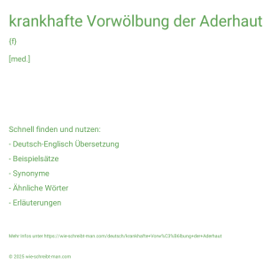 Wie schreibt man krankhafte Vorwölbung der Aderhaut? Bedeutung, Synonym, Antonym & Zitate.