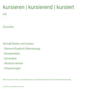 Wie schreibt man kursieren | kursierend | kursiert? Bedeutung, Synonym, Antonym & Zitate.
