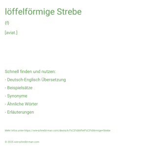 Wie schreibt man löffelförmige Strebe? Bedeutung, Synonym, Antonym & Zitate.