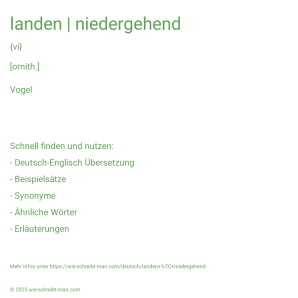 Wie schreibt man landen | niedergehend? Bedeutung, Synonym, Antonym & Zitate.