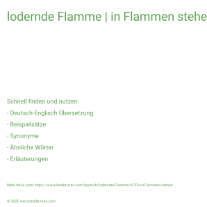 Wie schreibt man lodernde Flamme | in Flammen stehen? Bedeutung, Synonym, Antonym & Zitate.