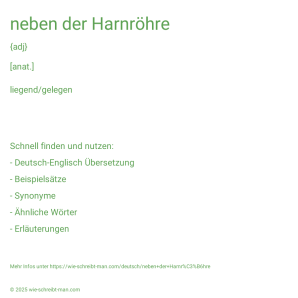 Wie schreibt man neben der Harnröhre? Bedeutung, Synonym, Antonym & Zitate.