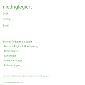 Wie schreibt man niedriglegiert? Bedeutung, Synonym, Antonym & Zitate.