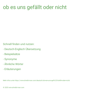 Wie schreibt man ob es uns gefällt oder nicht? Bedeutung, Synonym, Antonym & Zitate.