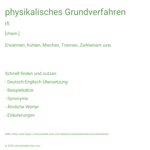 Wie schreibt man physikalisches Grundverfahren? Bedeutung, Synonym, Antonym & Zitate.