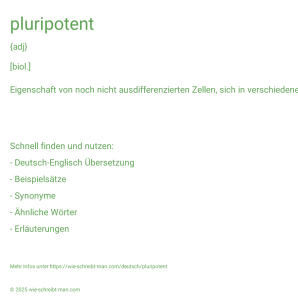Wie schreibt man pluripotent? Bedeutung, Synonym, Antonym & Zitate.
