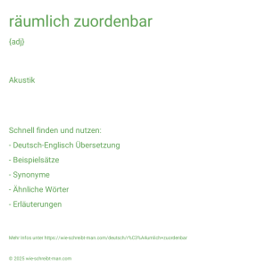 Wie schreibt man räumlich zuordenbar? Bedeutung, Synonym, Antonym & Zitate.