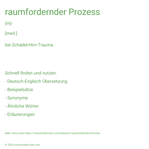 Wie schreibt man raumfordernder Prozess? Bedeutung, Synonym, Antonym & Zitate.