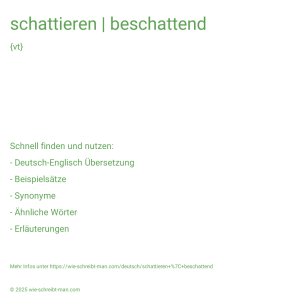 Wie schreibt man schattieren | beschattend? Bedeutung, Synonym, Antonym & Zitate.
