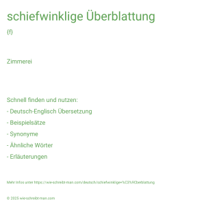 Wie schreibt man schiefwinklige Überblattung? Bedeutung, Synonym, Antonym & Zitate.