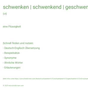 Wie schreibt man schwenken | schwenkend | geschwenkt | Er schwenkte den Wein sanft im Glas.? Bedeutung, Synonym, Antonym & Zitate.