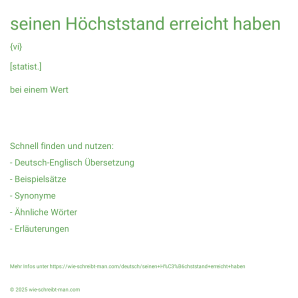 Wie schreibt man seinen Höchststand erreicht haben? Bedeutung, Synonym, Antonym & Zitate.
