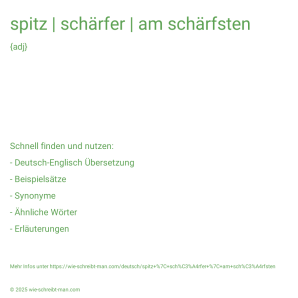 Wie schreibt man spitz | schärfer | am schärfsten? Bedeutung, Synonym, Antonym & Zitate.