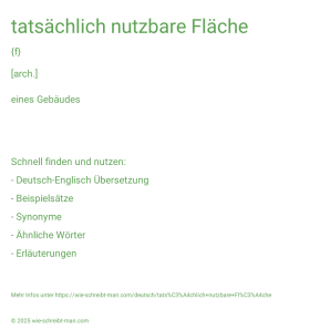 Wie schreibt man tatsächlich nutzbare Fläche? Bedeutung, Synonym, Antonym & Zitate.