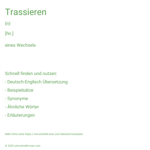 Wie schreibt man Trassieren? Bedeutung, Synonym, Antonym & Zitate.